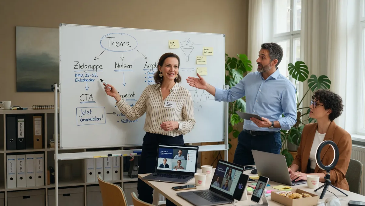 Gemeinsame Webinar-Konzeption mit Strategie, Thema, Zielgruppe und Call-to-Action